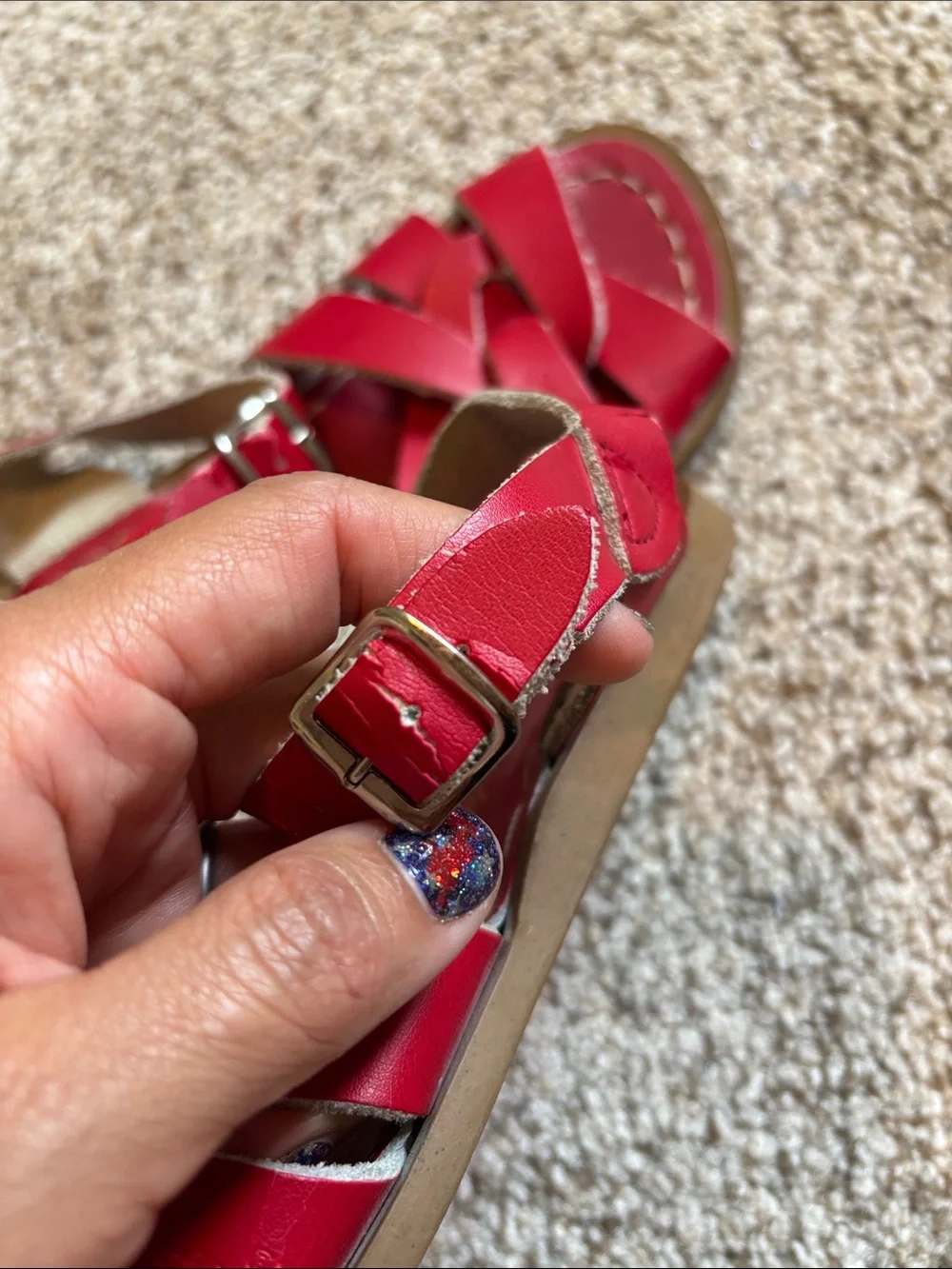Salt Water Red Strap Sandals Youth Size 13 | summer | bbq | casual | beach